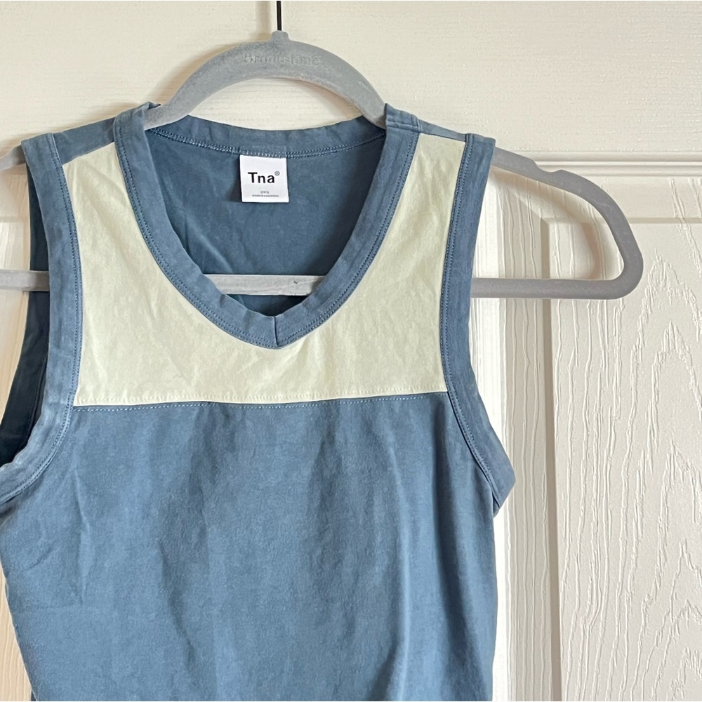 tna blue & green tank top! v-neck & cropped.